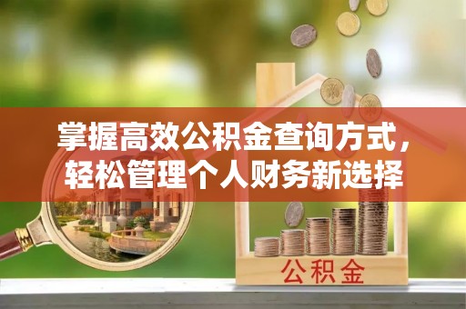 加查掌握高效公积金查询方式，轻松管理个人财务新选择
