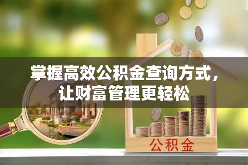 加查掌握高效公积金查询方式，让财富管理更轻松