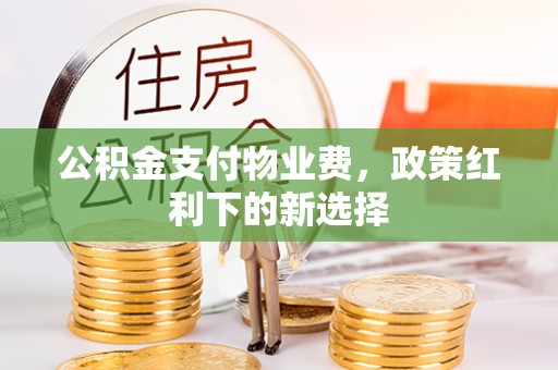 加查公积金支付物业费，政策红利下的新选择