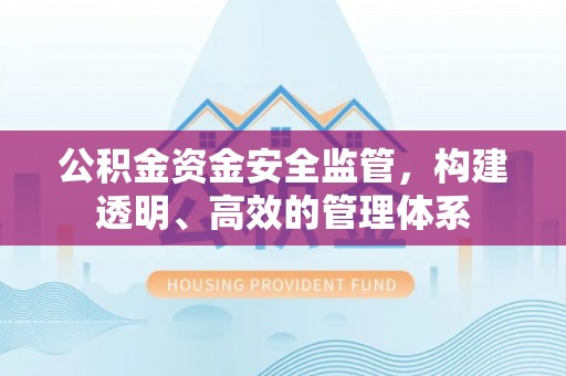 加查公积金资金安全监管，构建透明、高效的管理体系